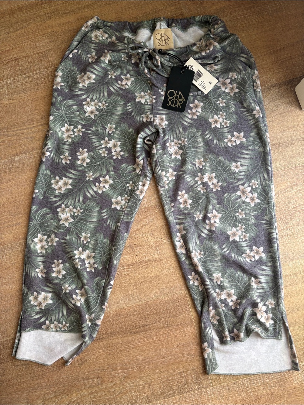 Chaser Green Floral Drawstring Joggers
